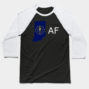 Indiana Flag State Outline AF (white) Baseball T-Shirt